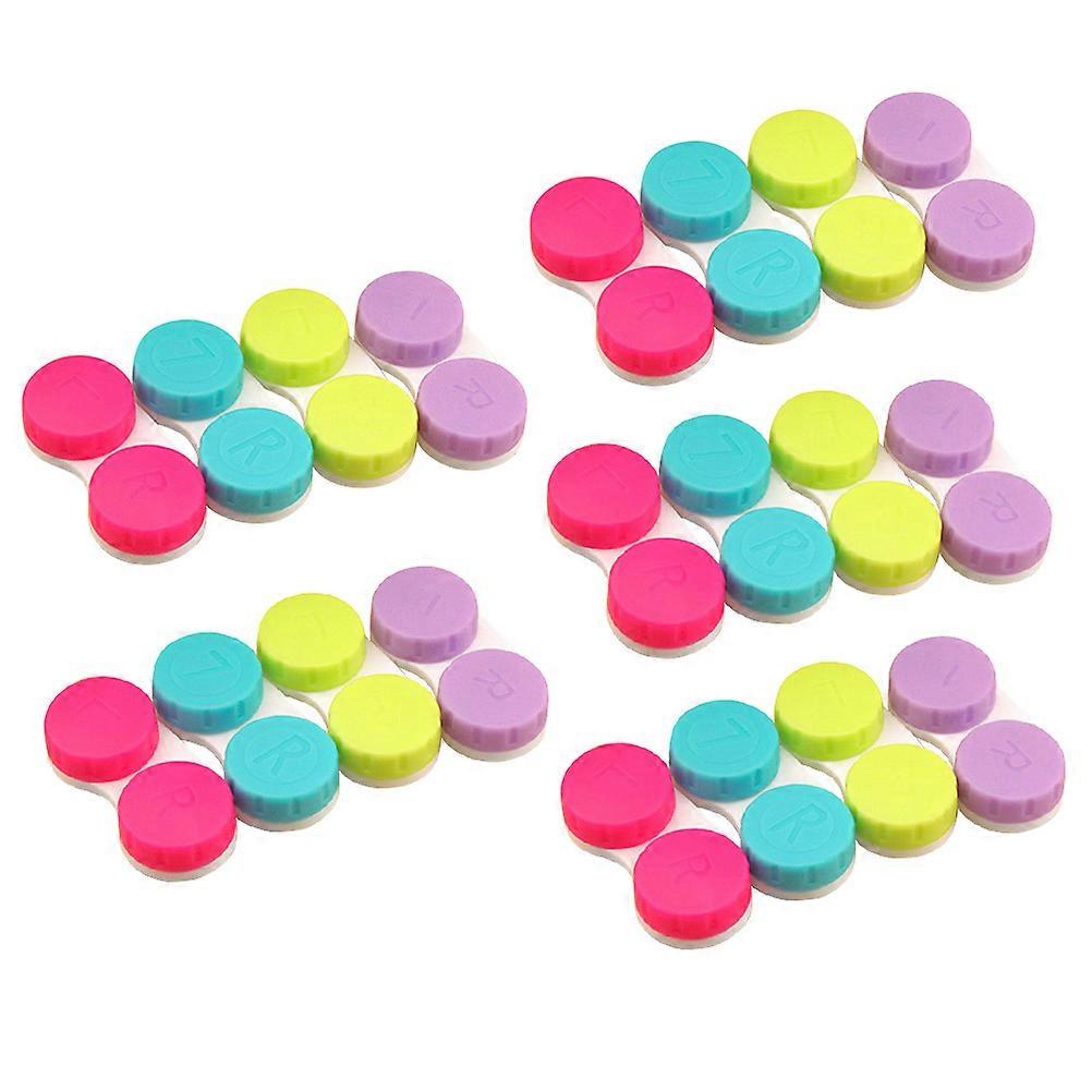 20Pcs Lovely Double-box Lense Cases Bright Color Portable Lense Container Organizer