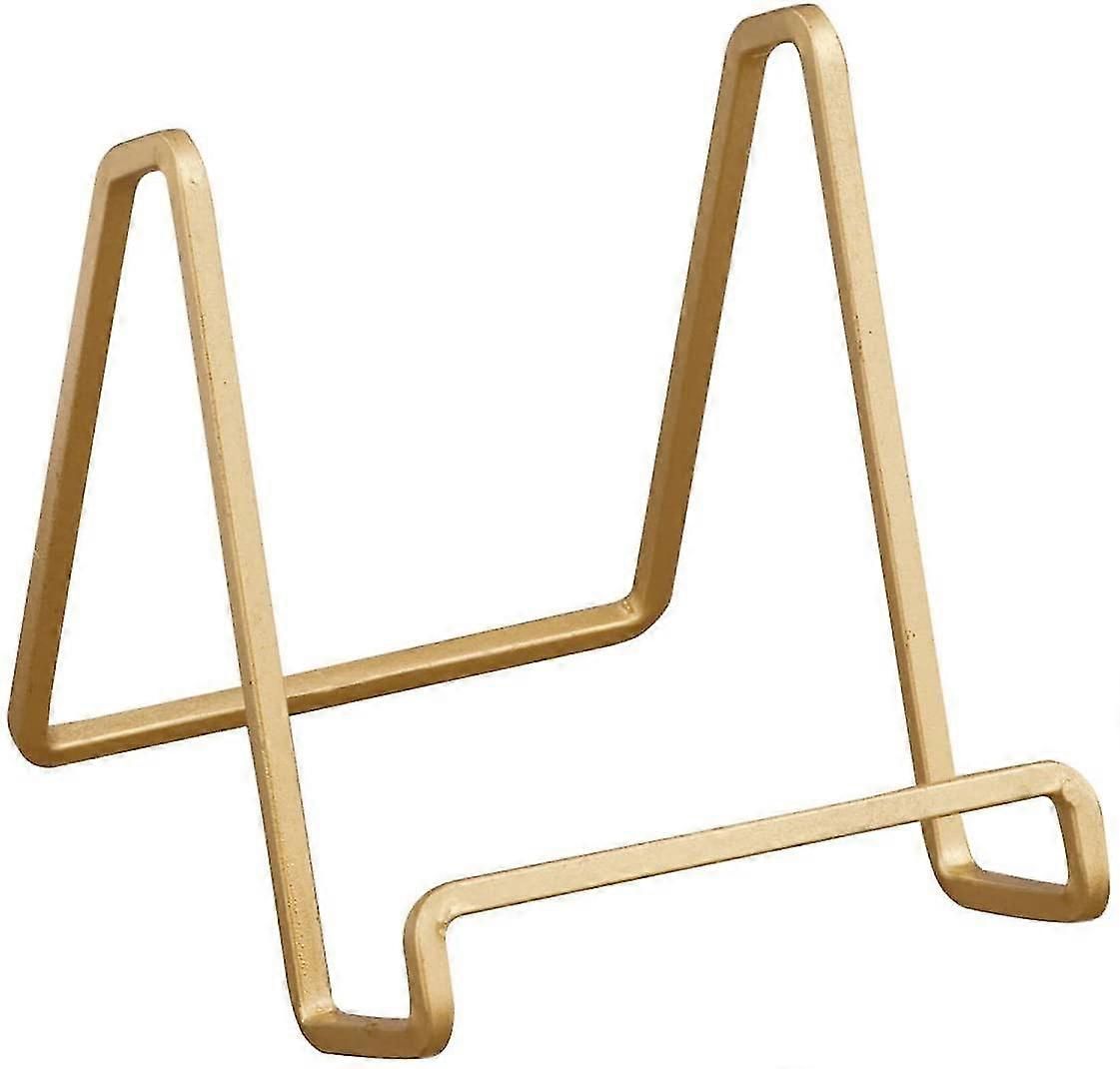 4 Inch Metal Gold Plated Square Wire Plate Stand Holder Easel Display For Cookbooks, Photos, Picture Frames, & Plates