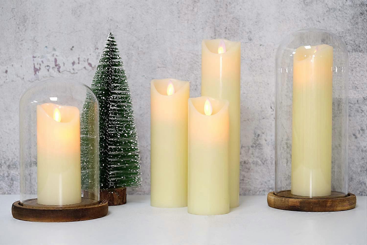 حزمة من 3 شموع LED مزخرفة للتحكم عن بعد ، عديمة اللهب وميض ضوء أبيض دافئ مؤقت بطارية عمود شموع الكنيسة