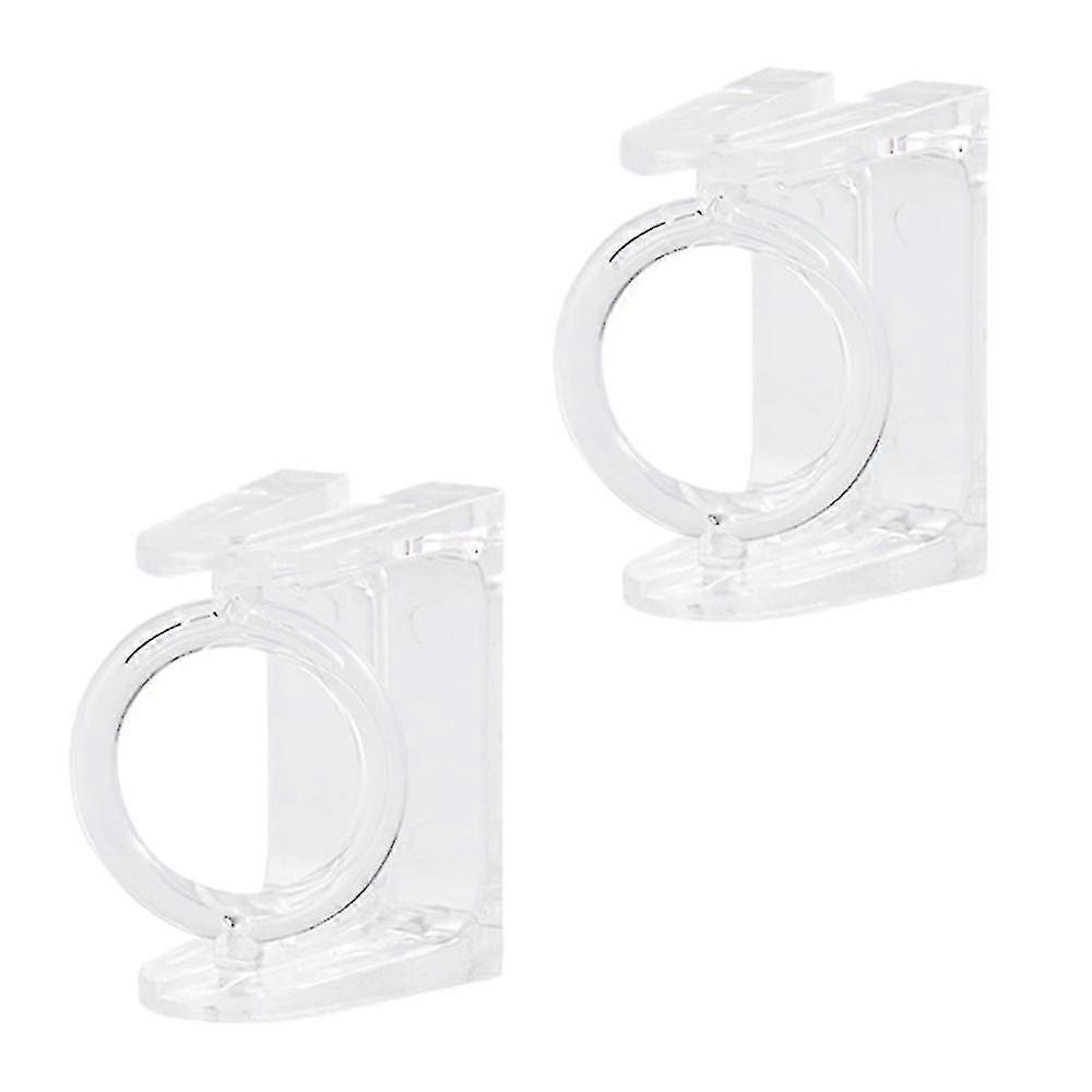 Rotatable Round Hook Steerable Hanging Rod Bracket Sticky Wall-mounted2pcs-transparent