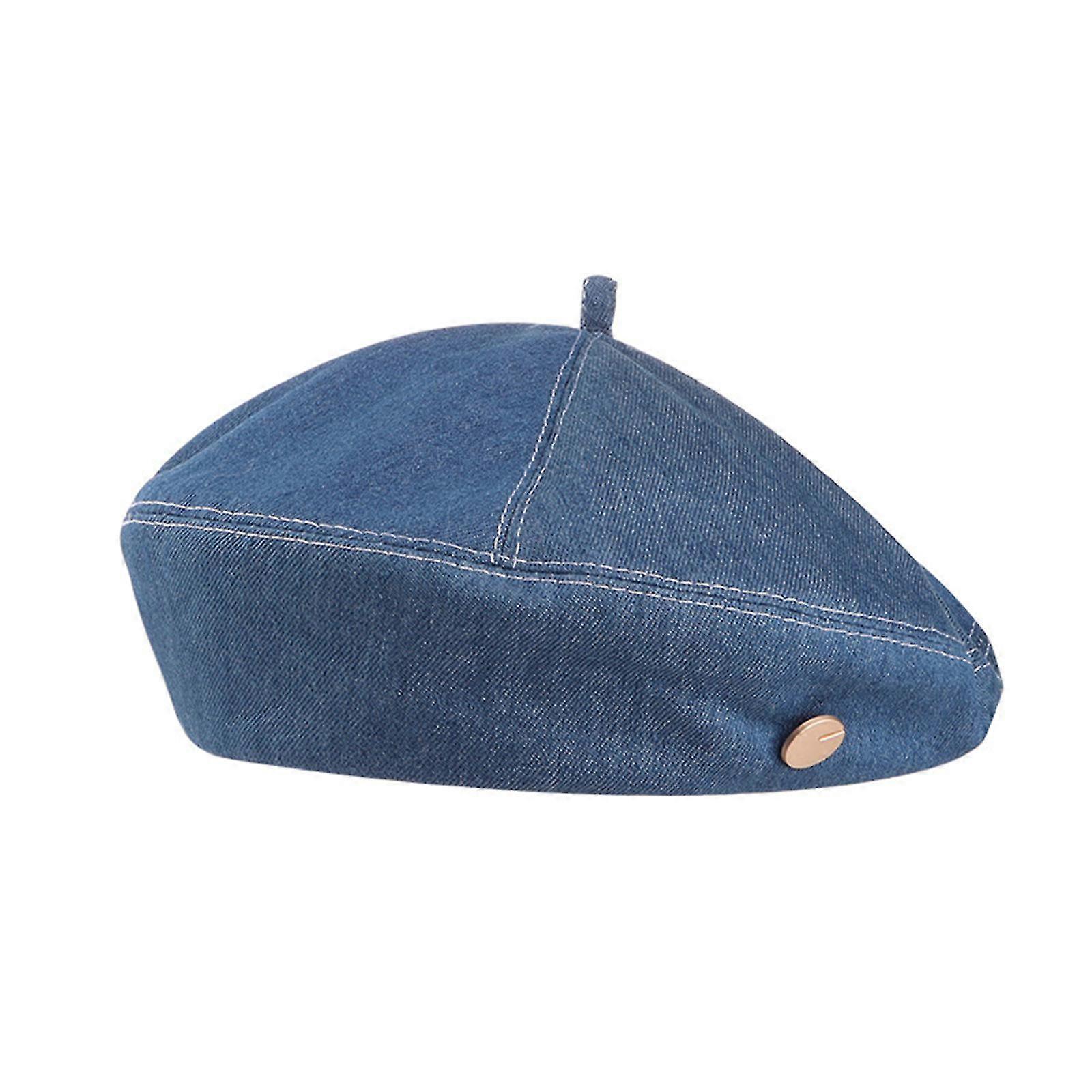 Denim Beret Beanie Hat Solid Color Pumpkin Hat Painter Hat para Mujer Niñas