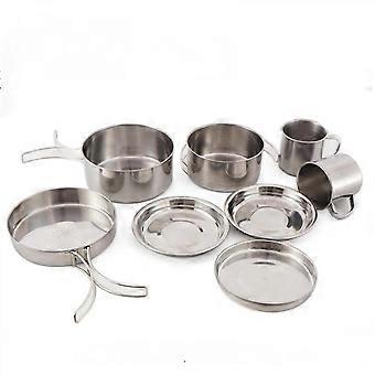 Set cuoco da campo in acciaio inossidabile (3-5 persone) - Cucinare/escursionismo/schiena all'aperto Pentole da imballaggio XQ-CJ41