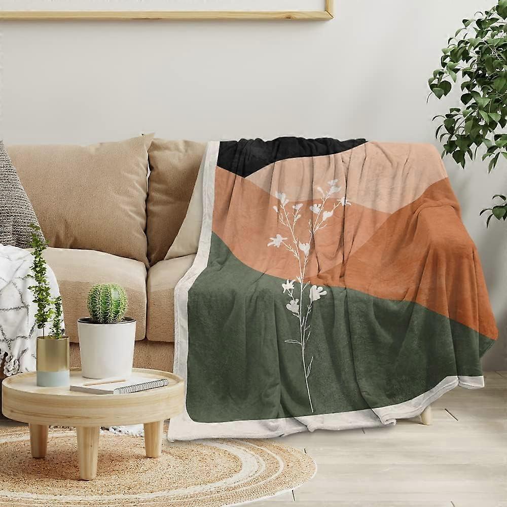 Boho Orange Mid Century Filtar Abstrakt Modern Kasta Filt Minimalistisk Sol Estetisk Mjuk Varm Sängkläder Sängkläder Kvinnor Filtar För Soffa Sovrum Soffa Av
