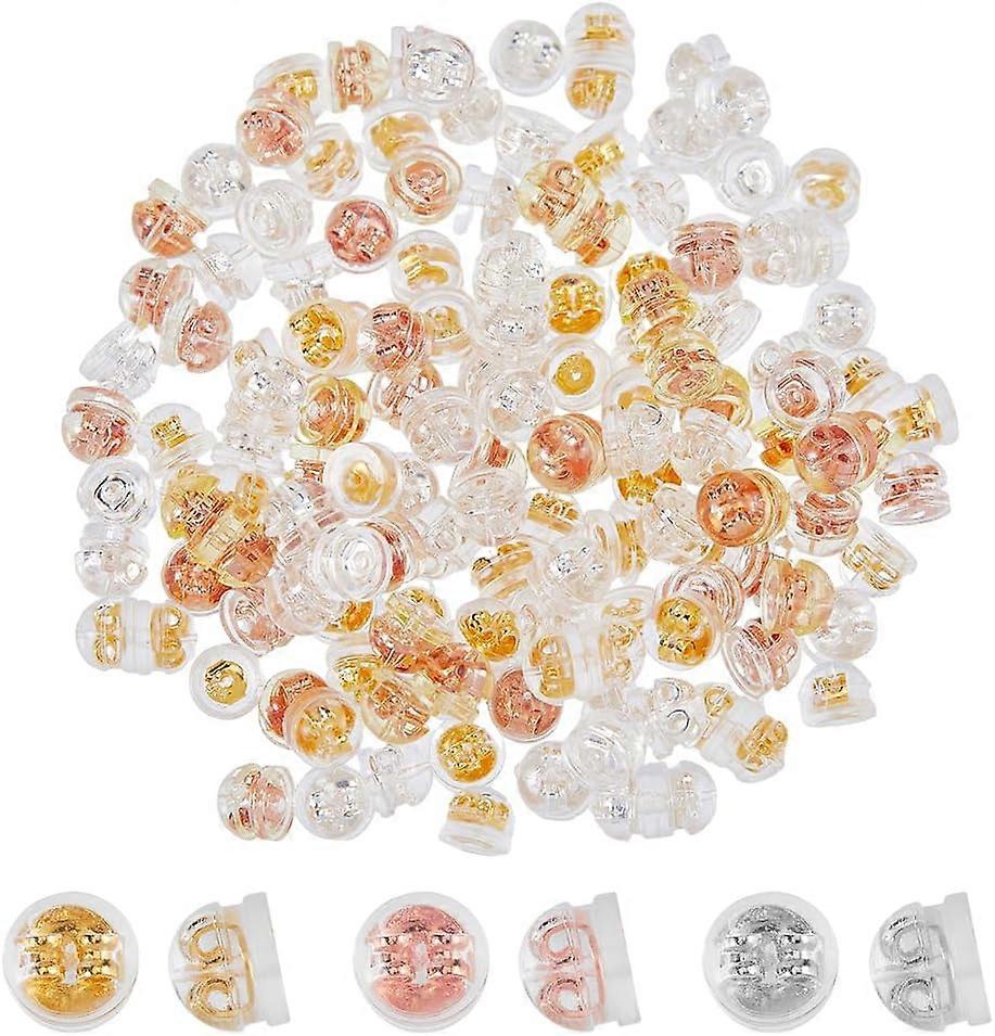 150Pcs Silicone Ear Backs 3 Colors Half Round Earring Back with Brass Findings Comfortable Earring Safety Backs Rubber Earring Backs Replacements for