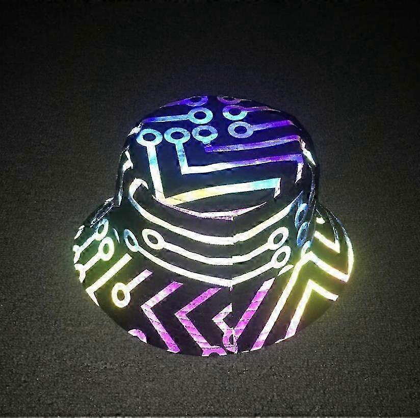 Fluorescent Hat Reflective Basin Cap Men Halloween Cap Circuit pattern
