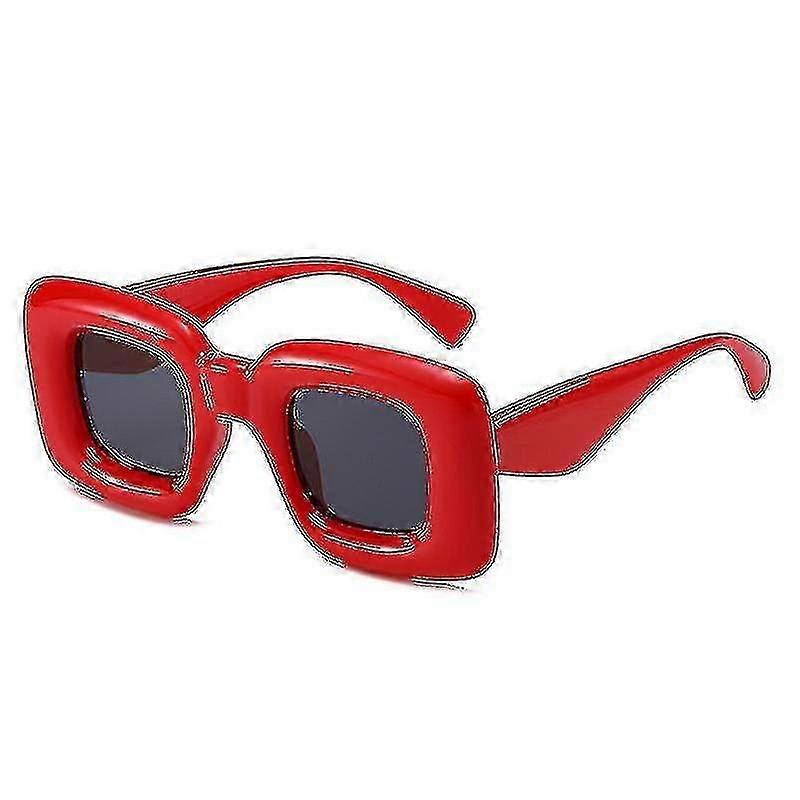 Cute Square Inflated Sunglasses: Trendy Chunky Glasses With Retro Thick Frame Fun And Stylish Shade