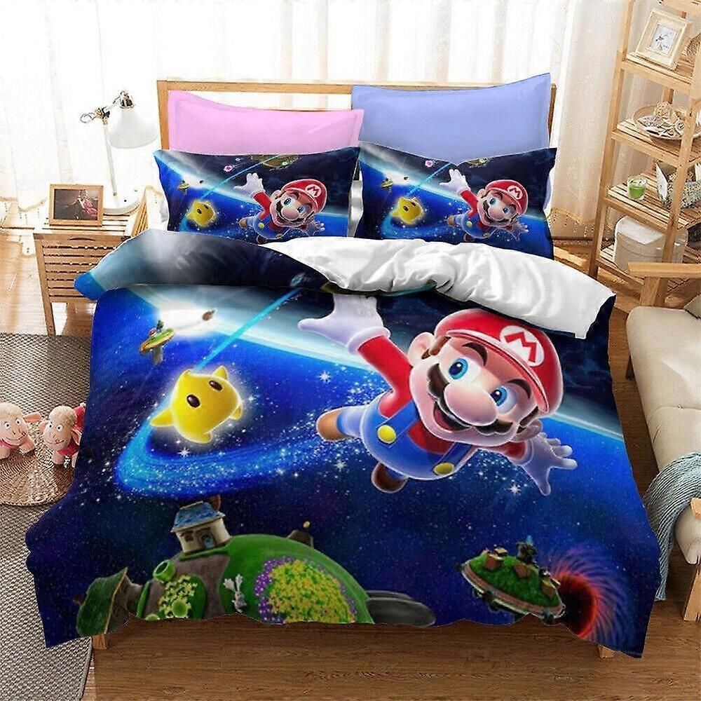 v613 Lakan Tecknad Super Mario Barn Present Täcke Påslakan Set Sängkläder Sängkläder3-delat sängkläder (1 påslakan + 2 kudde shams) y613