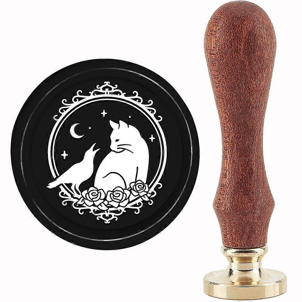 1Set Brass Wax Seal Stamp with Handle for DIY Scrapbooking Cat Pattern 3.5x1.18 inch(8.9x3cm)