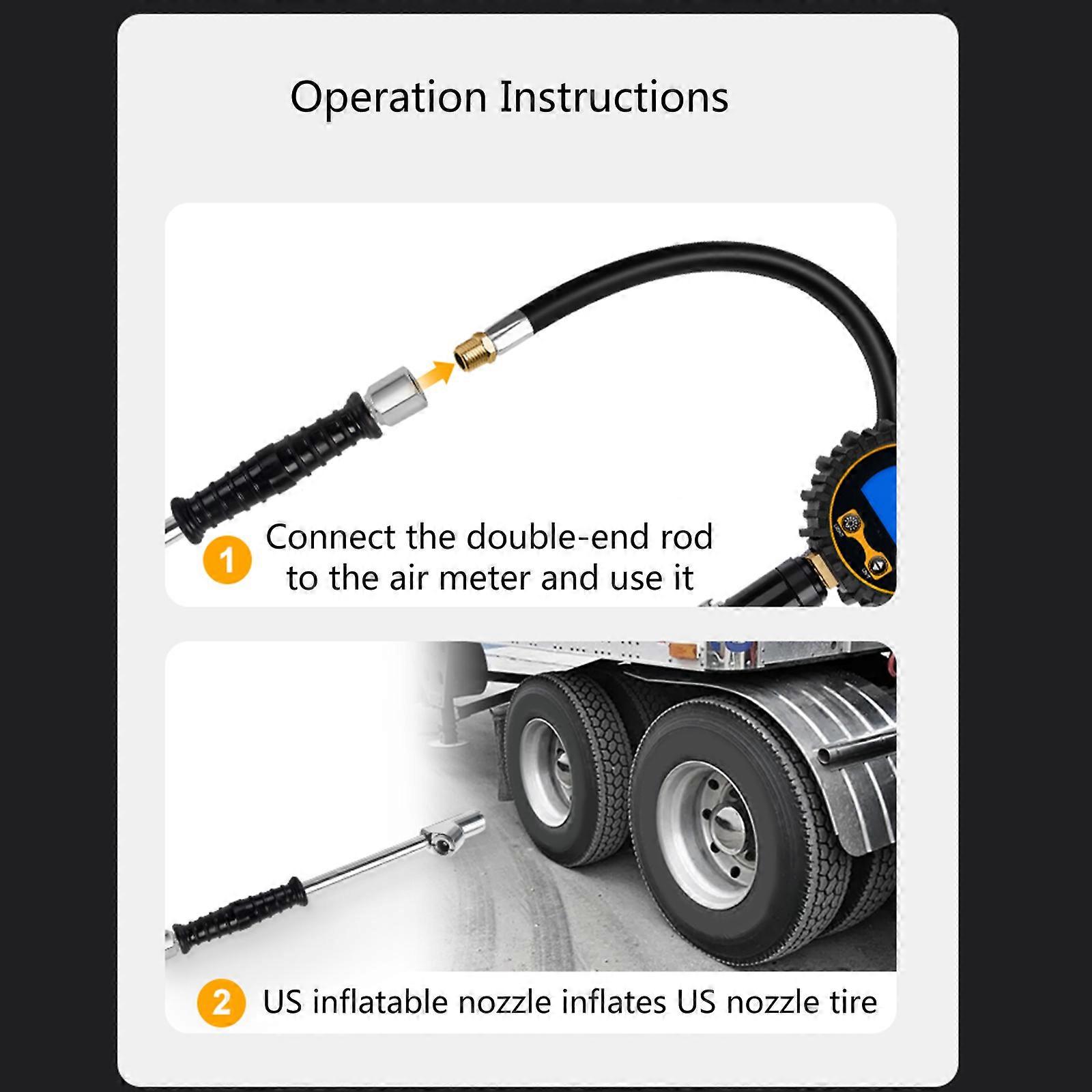 Air Dual Tire Chuck 8-1/2 long Trucks Atv's Rv's Air Tool Tire Inflator