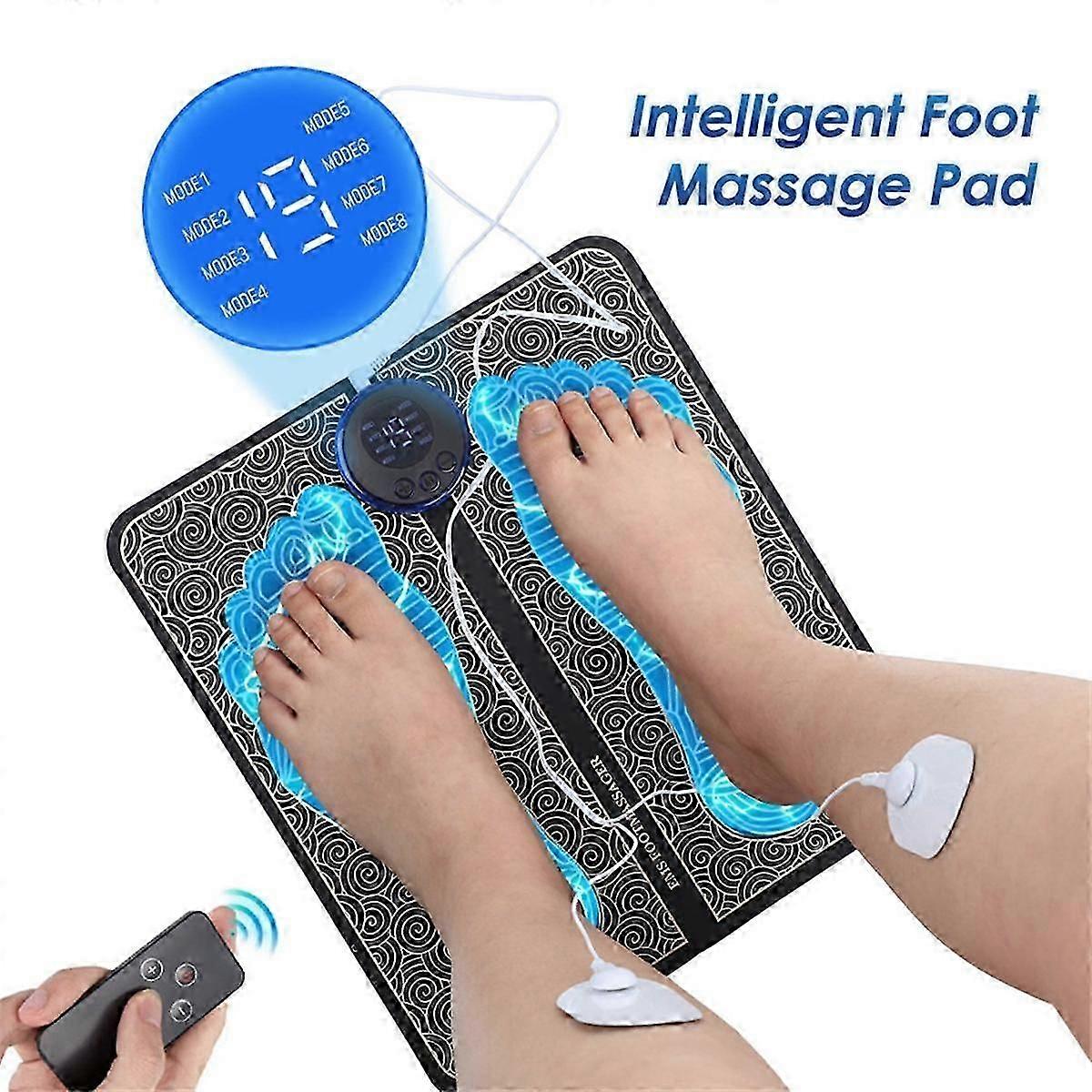 Elektrisk fodmassager, fodsundhedsmassager, EMS-fodmassager, 8 tilstande, fremmer blodcirkulationen, reducerer muskelsmerter