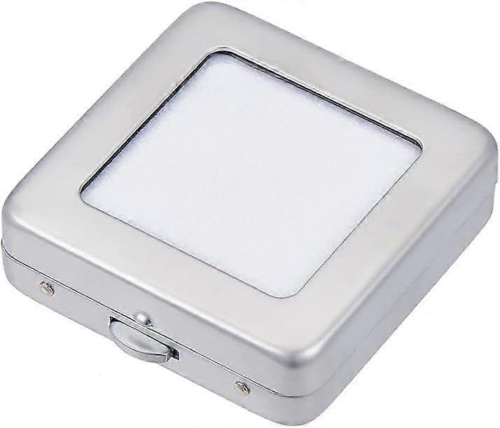 Gemstone Display Box 2.2x2.2x0.6 Inch Iron Jewelry Display Container Diamond Storage Box with Clear Glass Top Lids and Sponge for Bare Stone Naked Dia