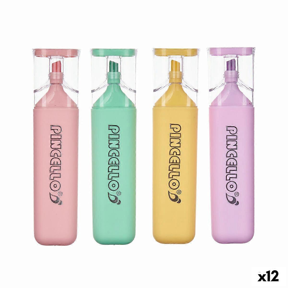 Fluorescent Marker Set Pincello 498 498 Yellow Multicolour Pink Violet Mint (12 Units)