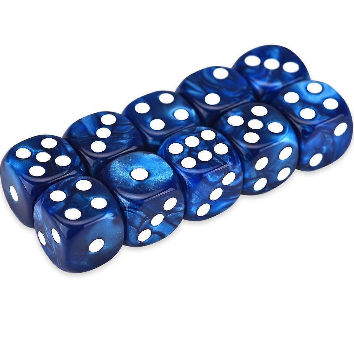 10PCS Polyhedral Dice  Dice 16mm Acrylic Dice Game Dice for  Dice Table Games (Blue Black)