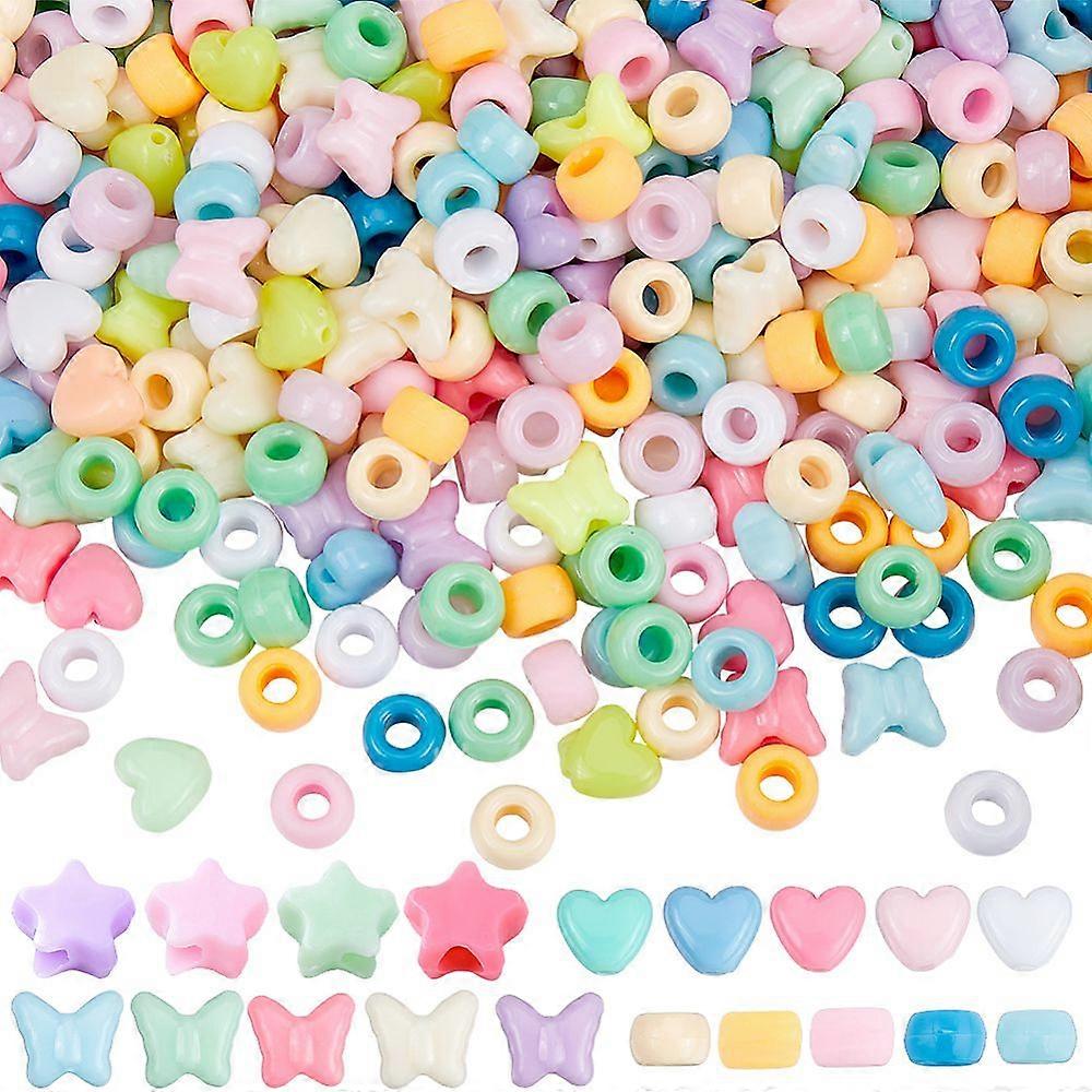 700Pcs 11 Styles Opaque Acrylic Beads Mixed Shapes Mixed Color 9~10x9~12x5~7mm Hole: 2~3.8mm