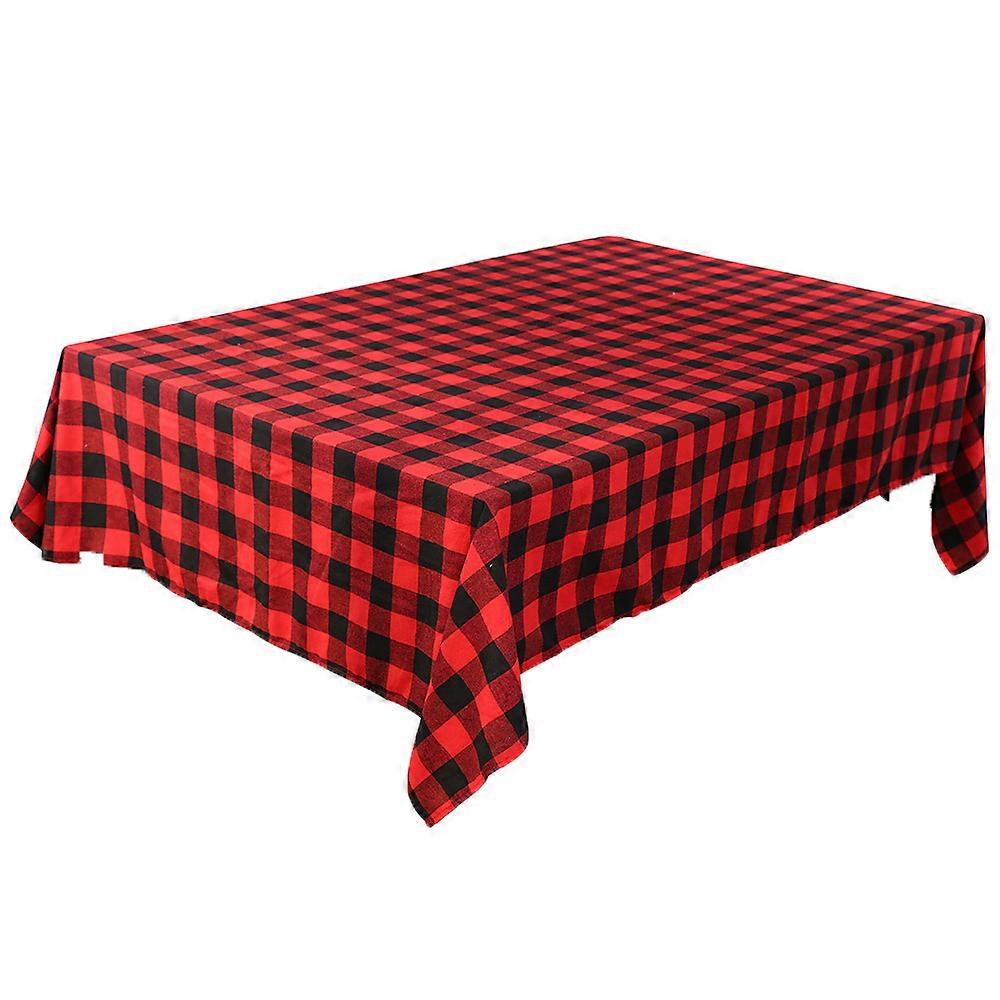 Christmas Tablecloth, Red & Black Plaid, Waterproof Spillproof, Durable And Reusable, Pairs Well With Minimalist Style, Suitable For Picnics And