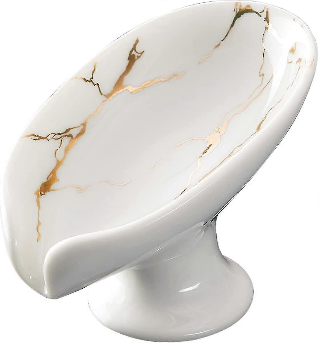 Durable Ceramic Self-Draining Soap Dish Lotus Leaf Design