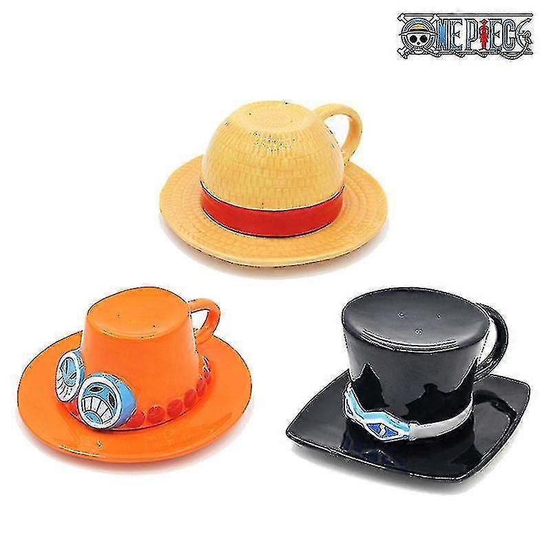 Új anime One Piece Cosplay Bögre Vízkupa Kreatív Három testvér kalap alakú kávécsésze Luffy Ace Sabo kerámia csésze partikhoz