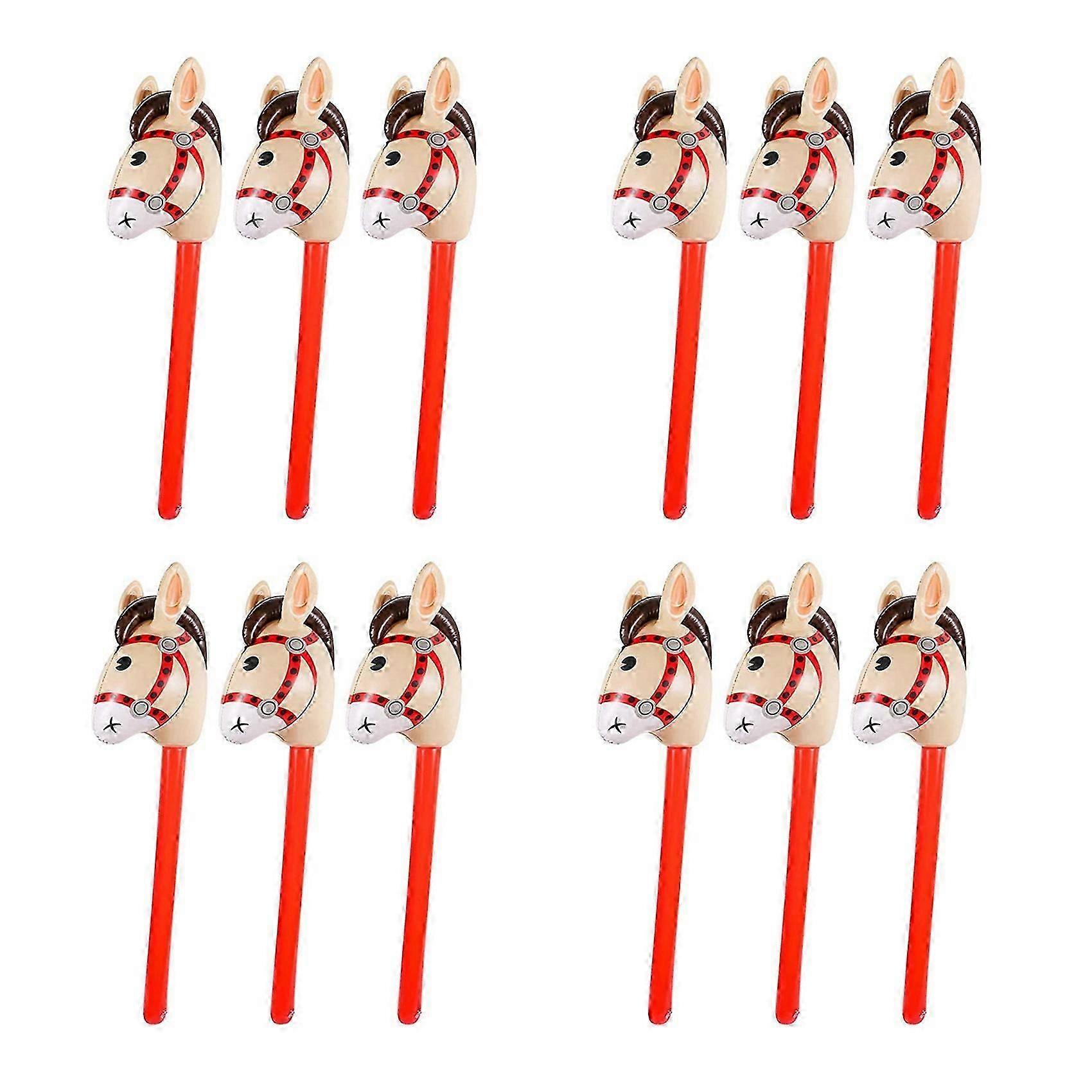 12 PCSインフレータブルホースヘッドカウガールスティックPVCバルーン屋外教育玩具子供ベイビーに適しています