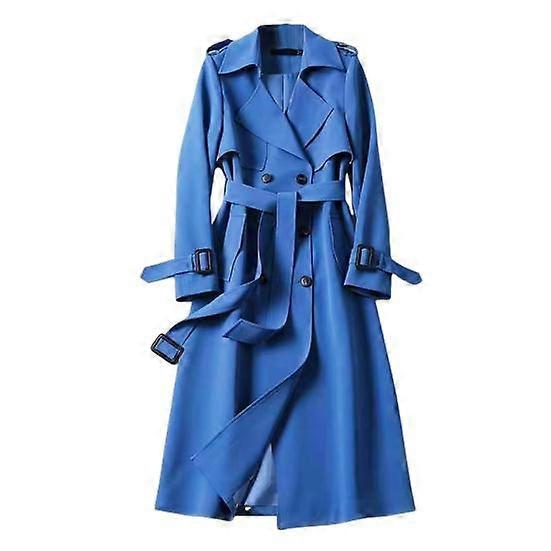 Höst Vinter Kvinnor Trenchcoat Turn-down krage Enfärgad Dubbelknäppt med bälte Halvlång Lös Termisk Långärmad Pendling Dating Överrock