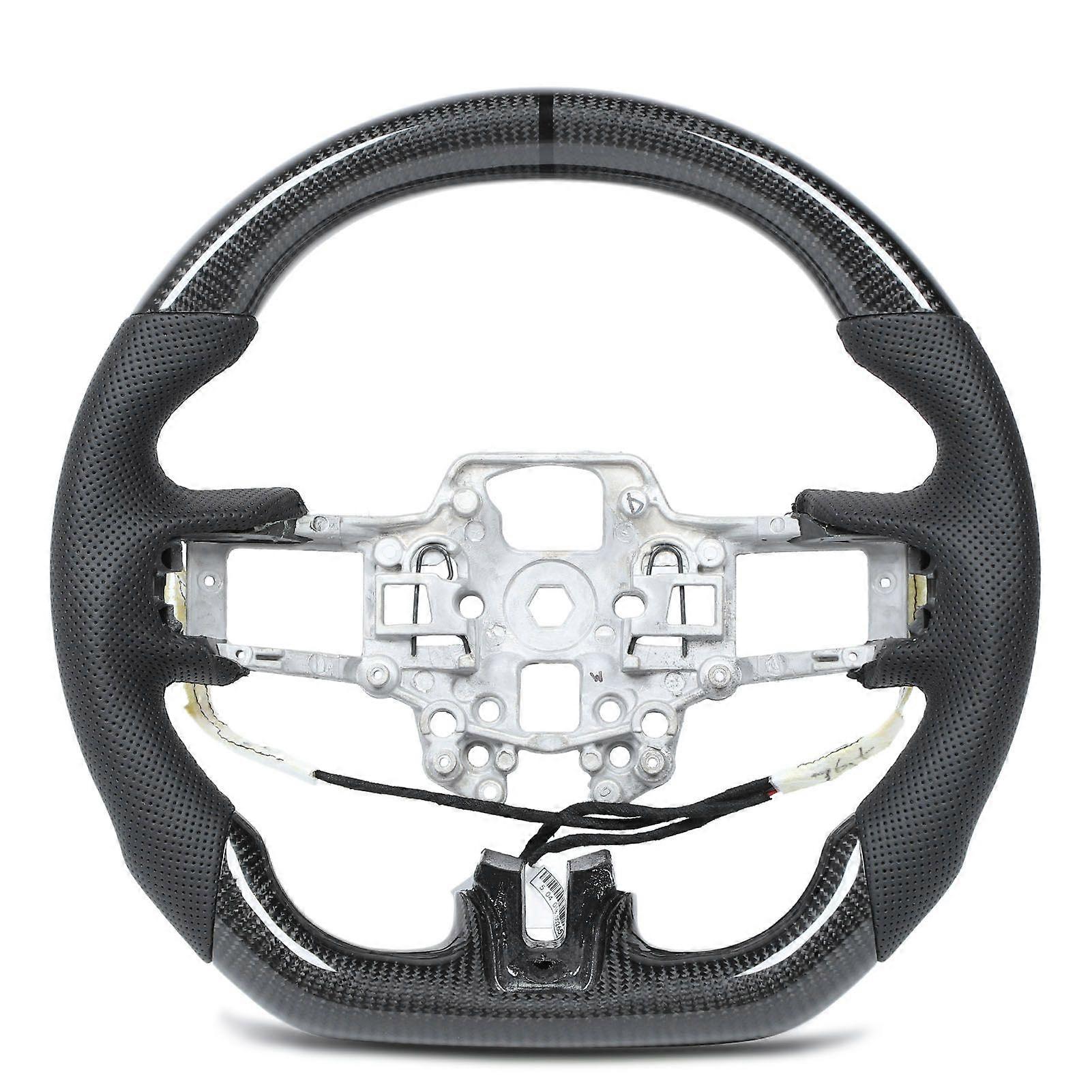 Carbon Fiber Steering Wheel Perforated Leather With Heated Function Flat Bottom Black Stitching Car Steering Wheel MK3073