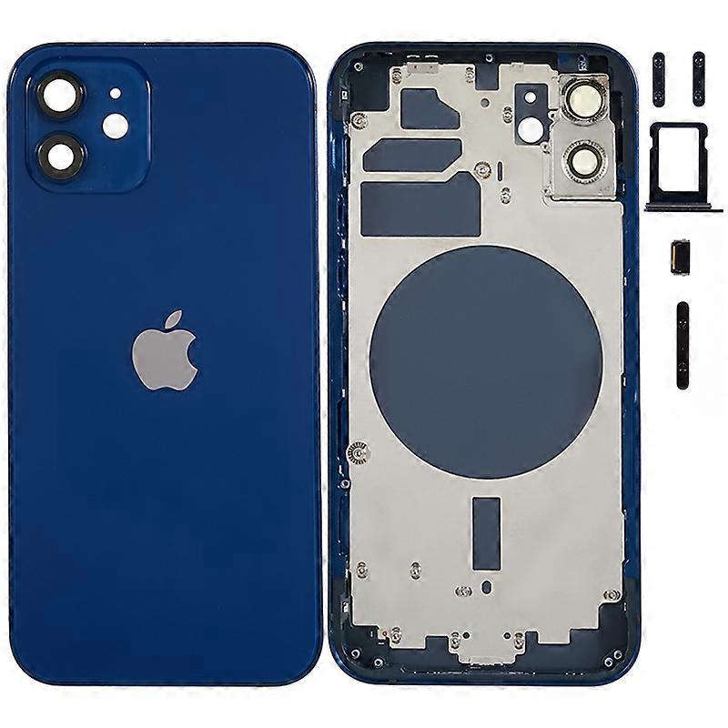 For iPhone 12 6.1 inch Back Battery Housing Cover+Middle Plate Frame+Side Buttons Replacement Part