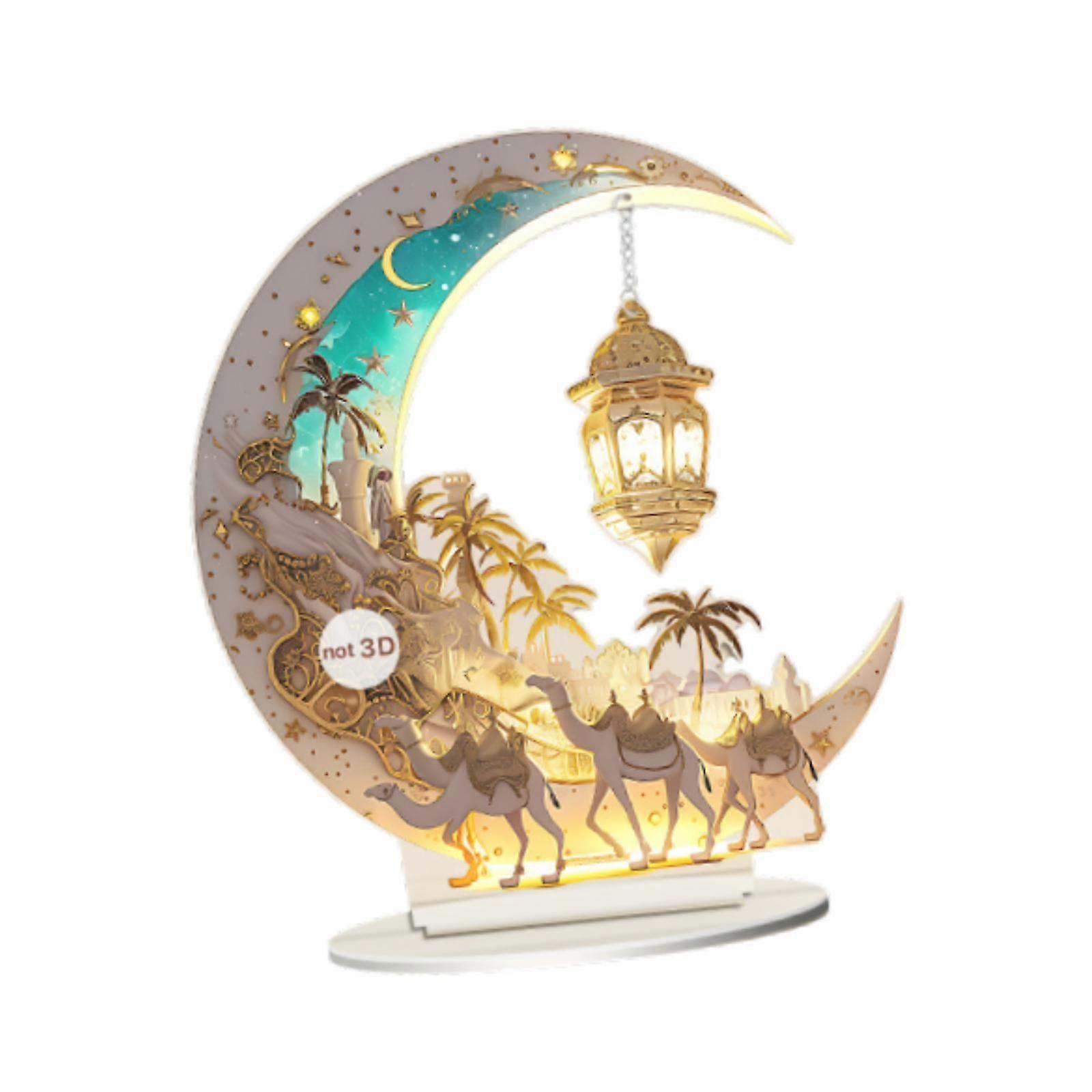2D Moon Shaped Acrylic Sign with Stand Sculpture for Office Bookshelf Indoor