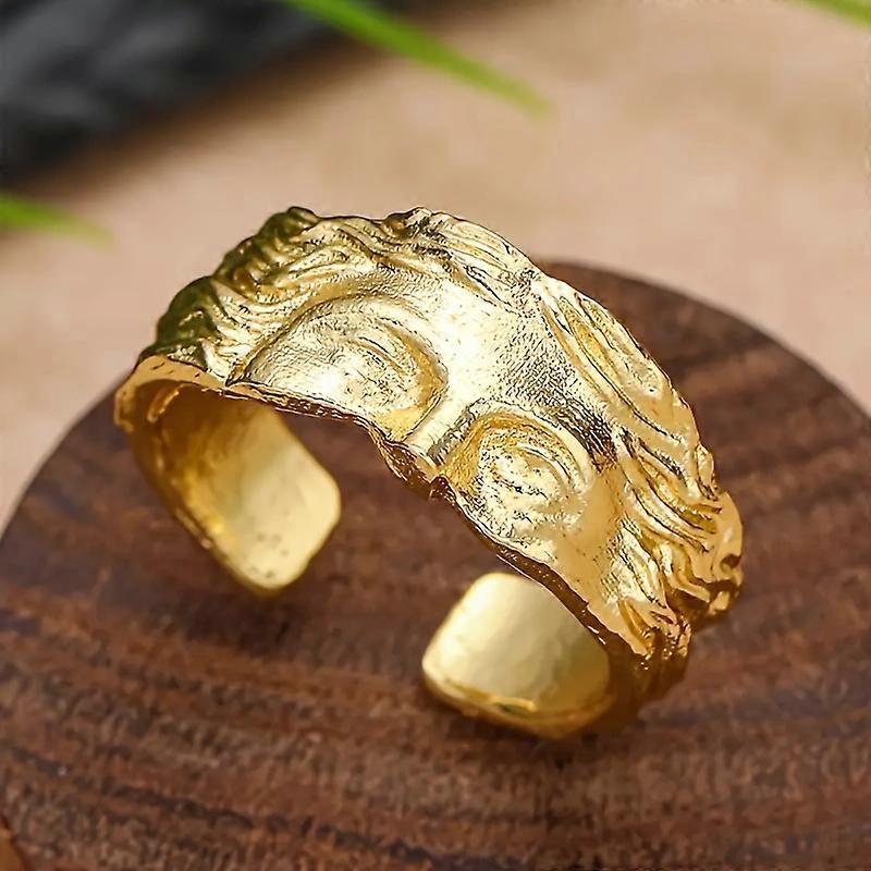 Creative Men's Ring Retro Thai Silver Venus Mask Adjustable Opening Confessional Gift