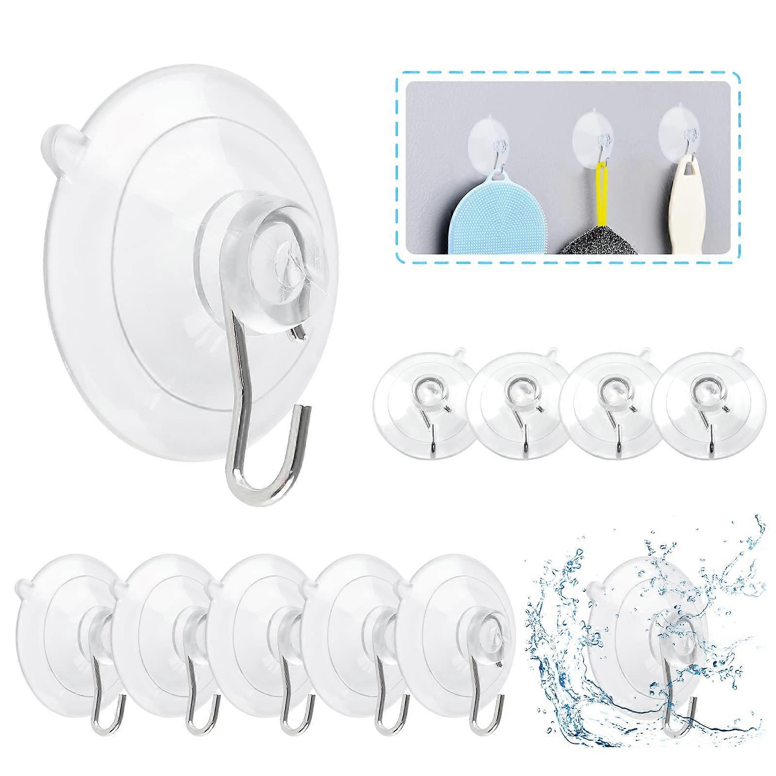 12-Pack Suction Cup Hooks for Bathroom and Kitchen, 4 lb Capacity, Clear Plastic, Damage-Free Hanging Solution