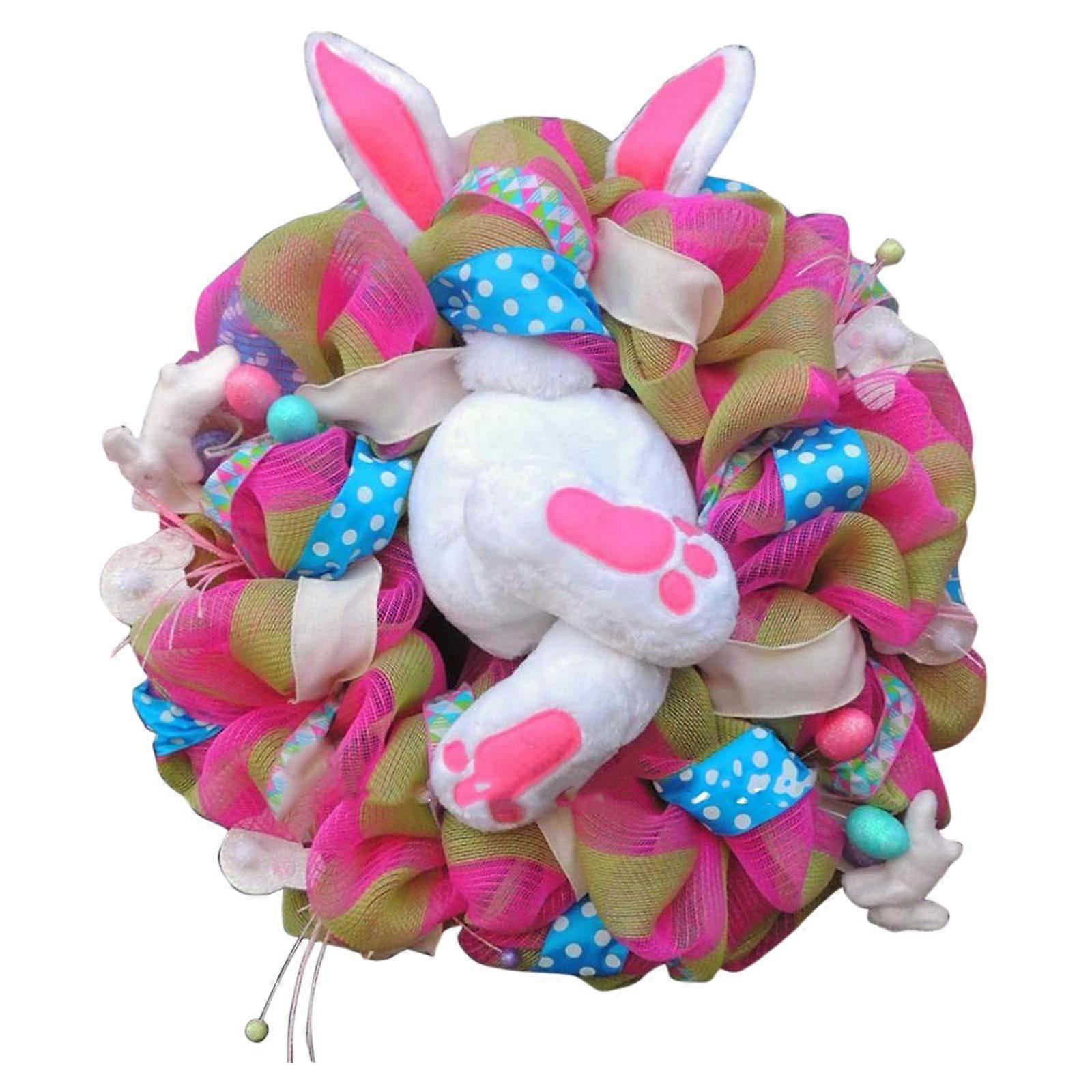 Easter Bunny Butt Wreath, Rustic Artificial Wreath with Ears for Hanging