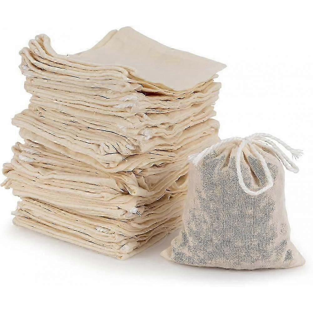 50 sachets en coton, sachets de passoire réutilisables avec cordon de serrage (8 x 10 cm) PXN