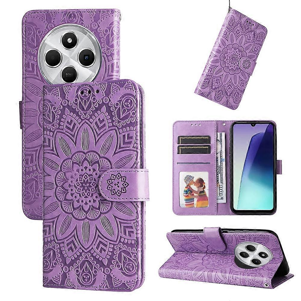 Kohokuvioitu auringonkukkanahkainen puhelinkotelo