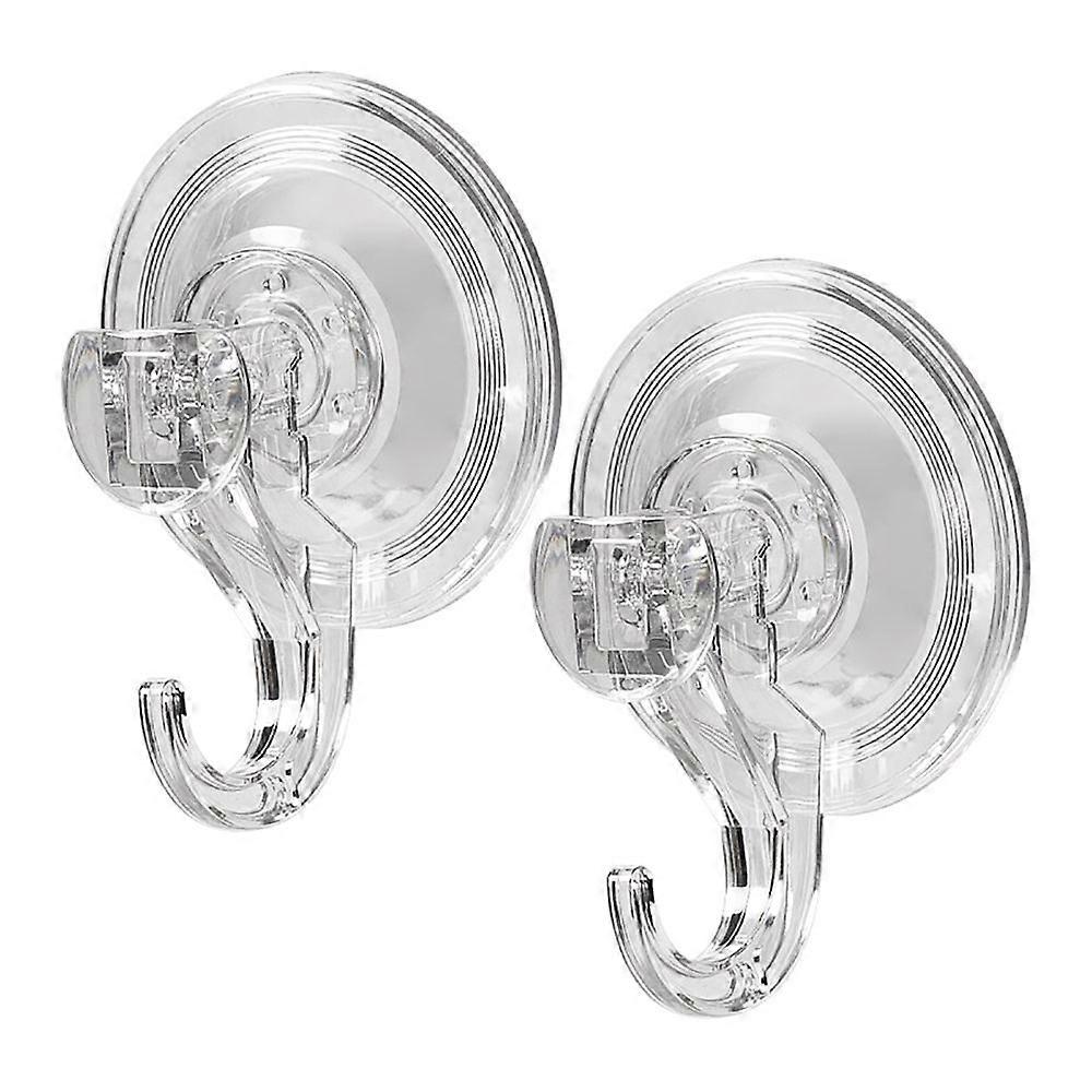 2 Extra-Strong Suction Cup Hooks, Transparent, for Bathroom or Kitchen Use