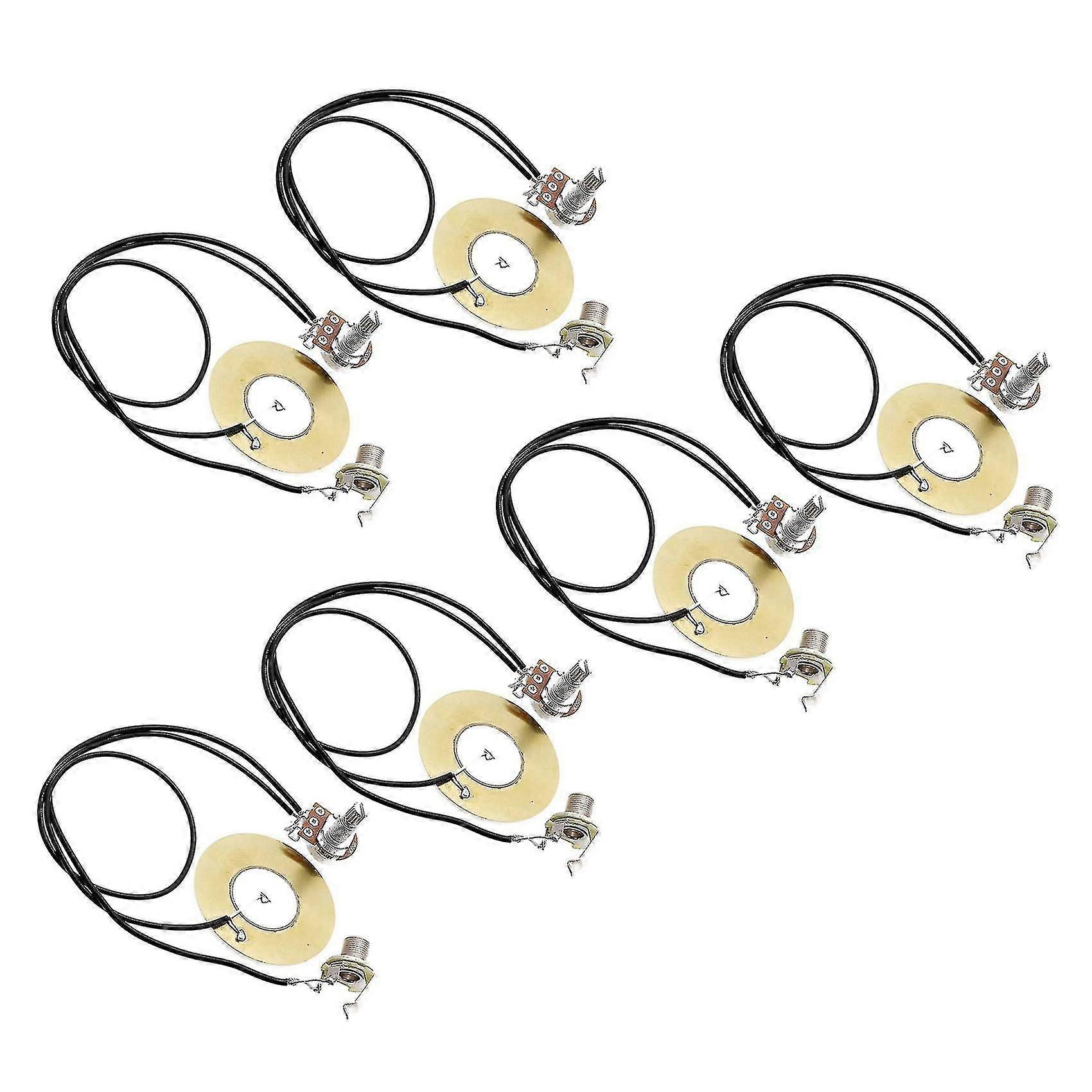 6pcs 50mm Guitar Pickup Piezo Transducer Prewired Amplifier With 6.35mm Output Jack_SZXM