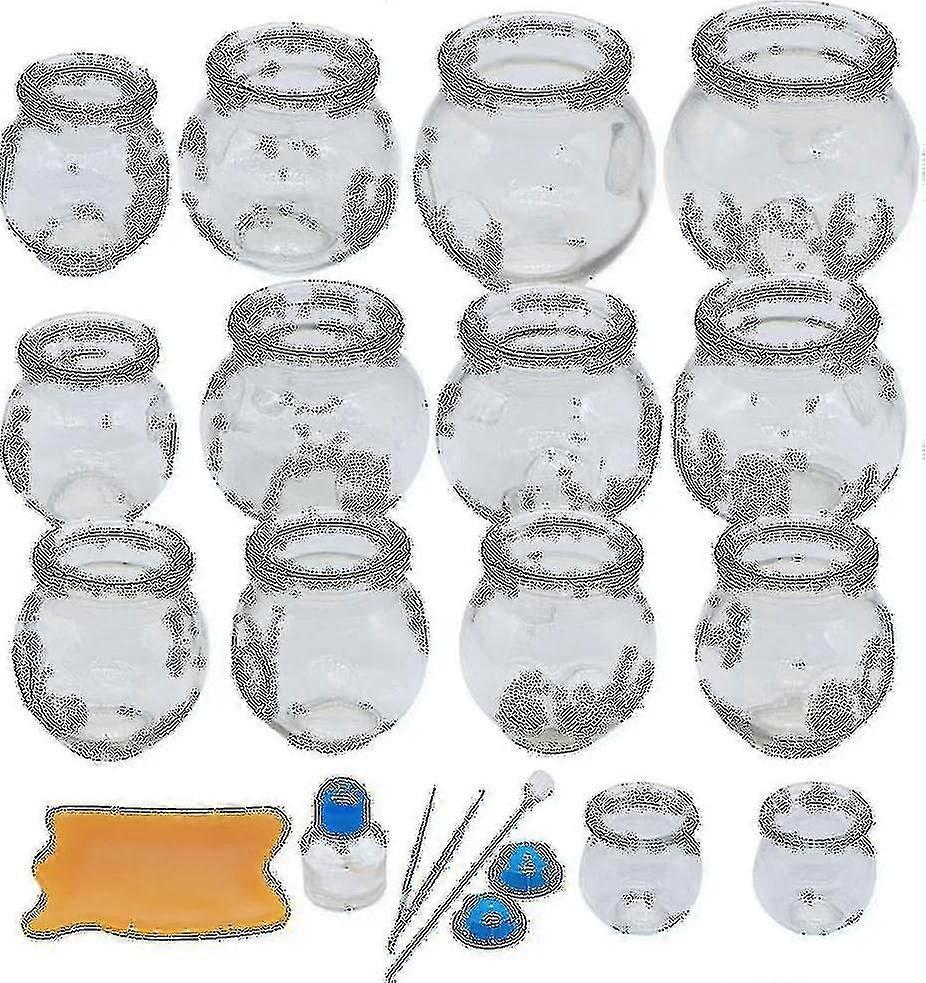 カッピングセラピーセット、専門家のための14カップの厚い中国のツボガラスカッピングセラピーセット、マッサージバックと疲労を和らげるため