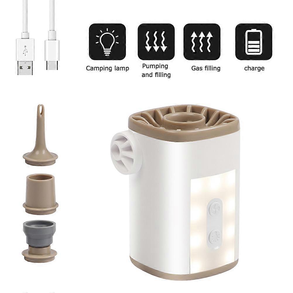 Camping Light High Power Inflatable Pump Small Outdoor Materials Portable Electric Pump With Air Cushion Lamp Swimming Wheels