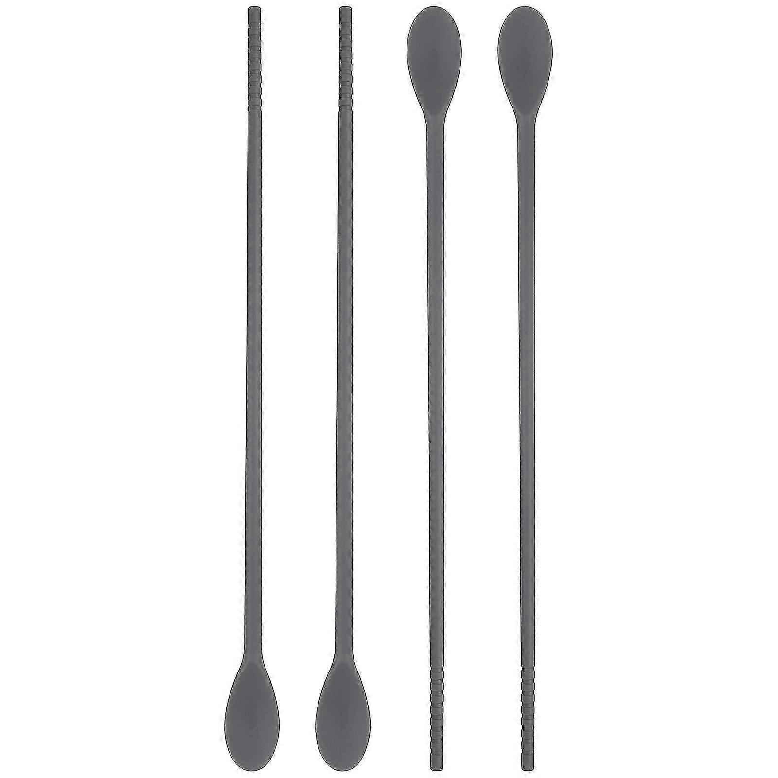 2 Pairs Silicone Stirring Spoon Double End Spoon Bar Stirring Rod Multi-use Chopsticks