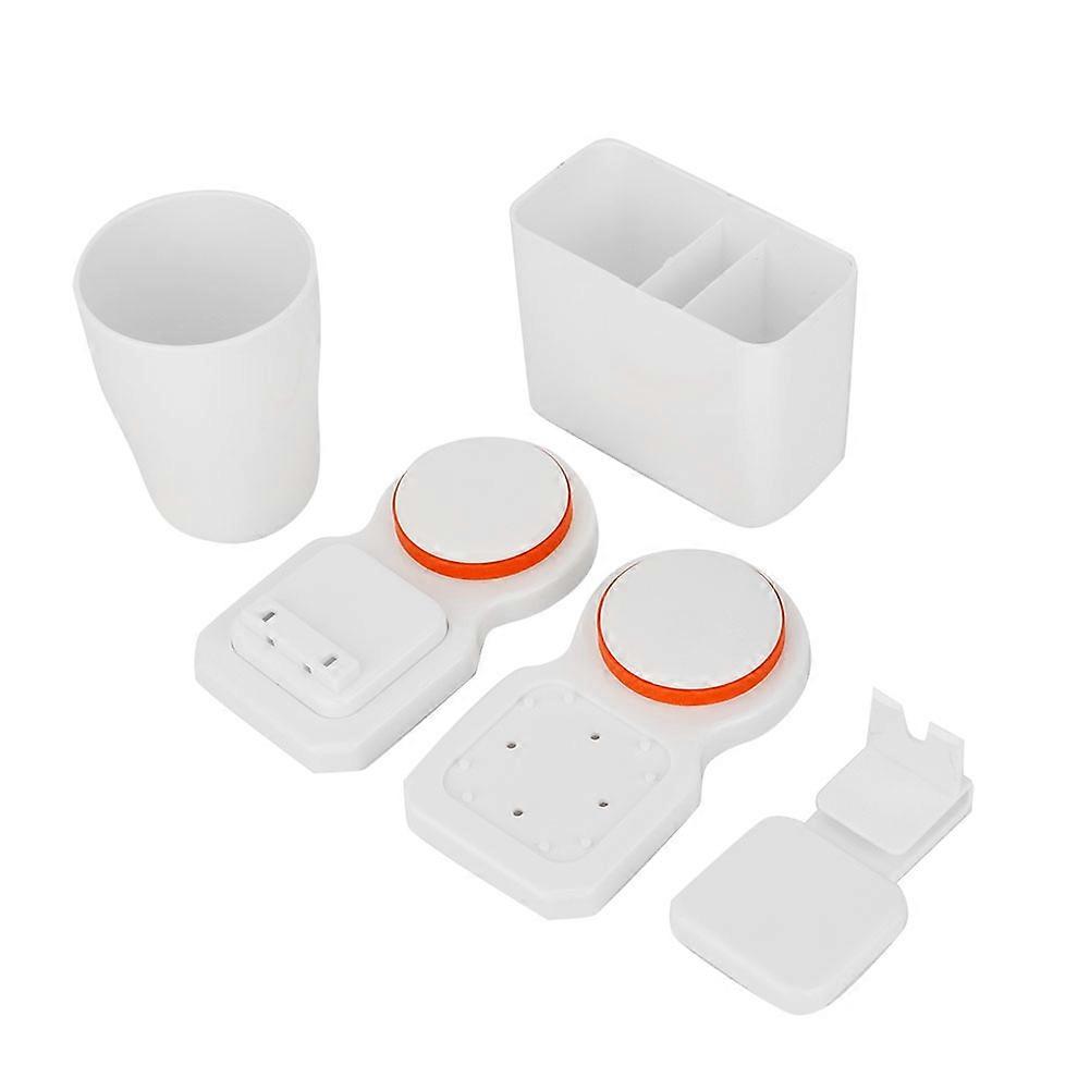 Strong Suction Cup Wall-Mounted Toothbrush Holder and Toothpaste Organizer Set – Durable Bathroom Storage Solution in Clear Design