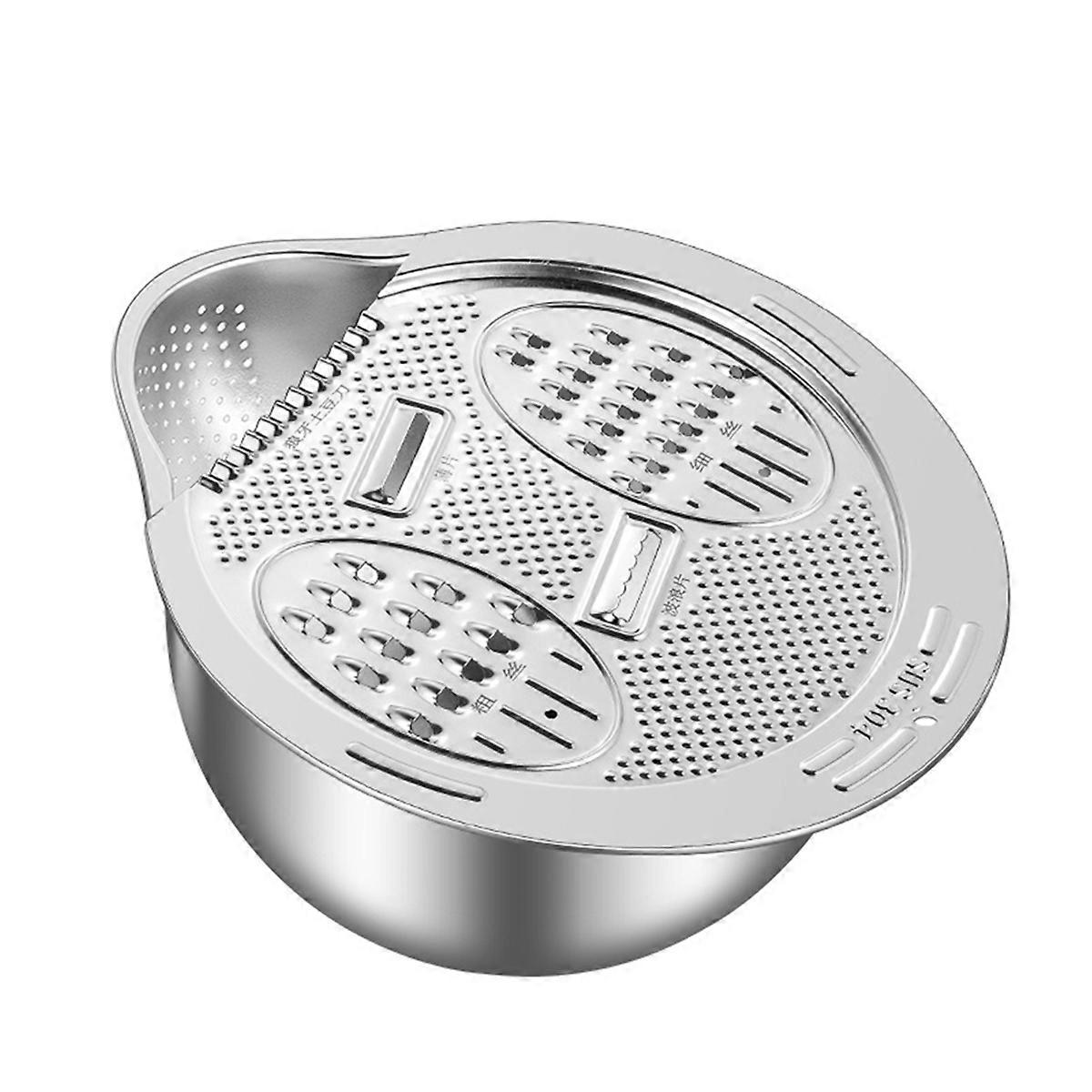 Rice Washer Strainer Bowl Stainless Steel Rice Rinser Strainer Washing Bowl with Grater Rice Colander with Side Drainers