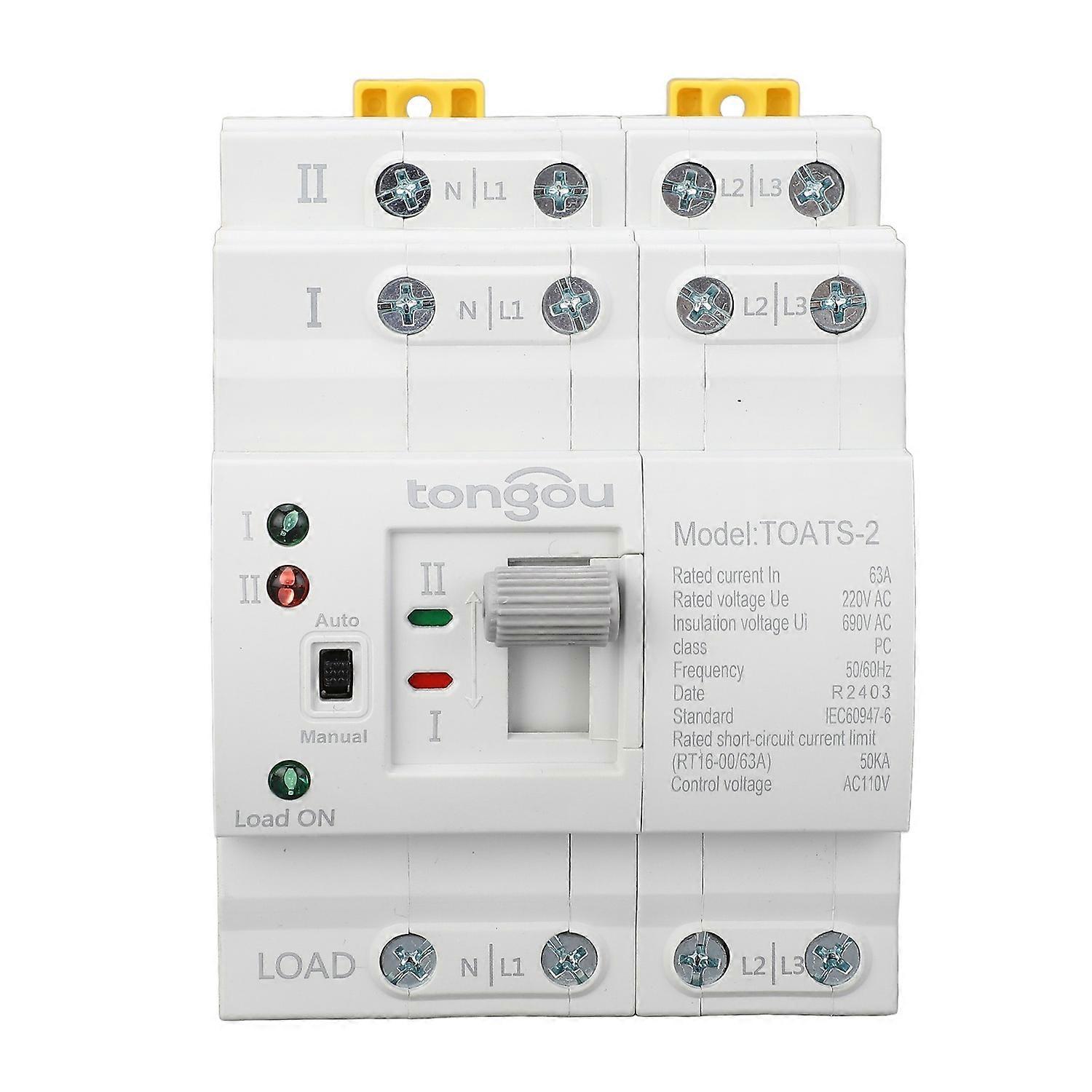 Dual Power Automatic Transfer Switch 4P 63A Emergency Generator Changeover Switch for Home 110V