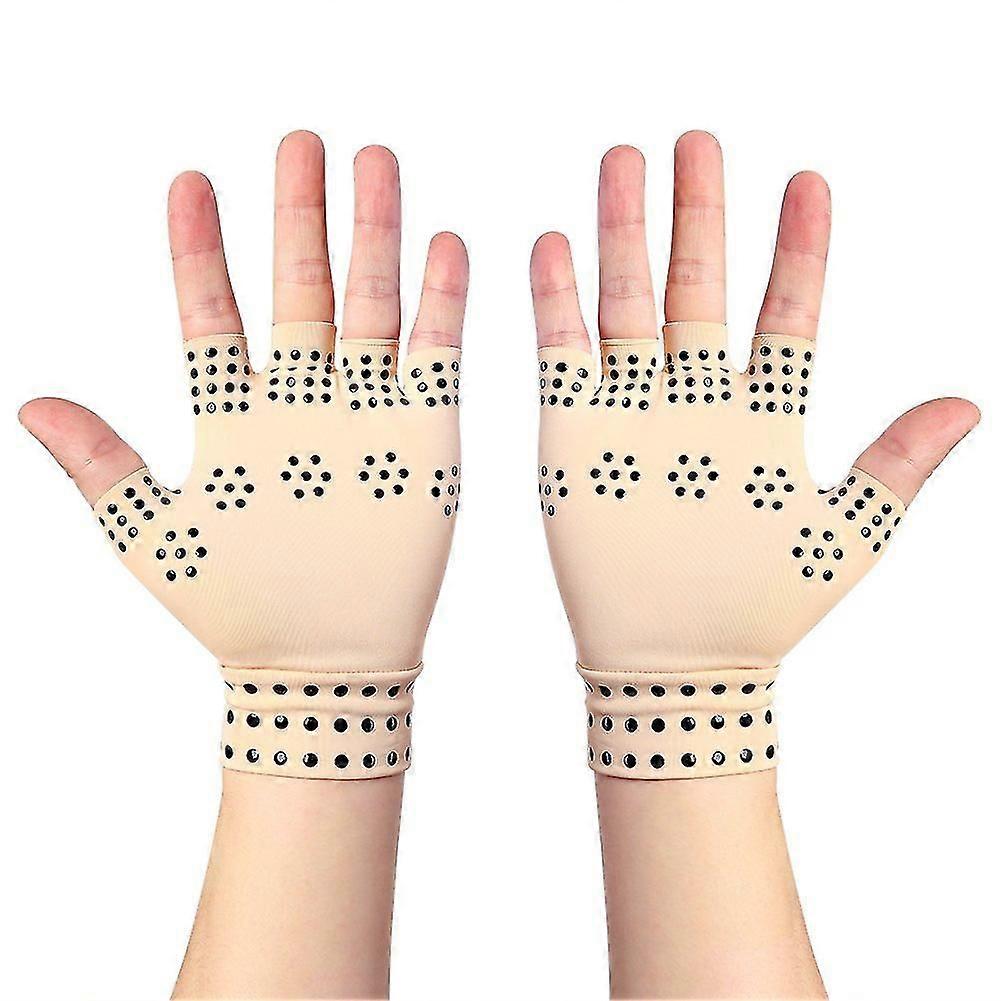قفازات مضادة لالتهاب المفاصل مع مغناطيس ، علاج ضغط صحي لآلام اليد الروماتويد ، يهدئ اليدين المؤلمتين (ألوان البشرة)
