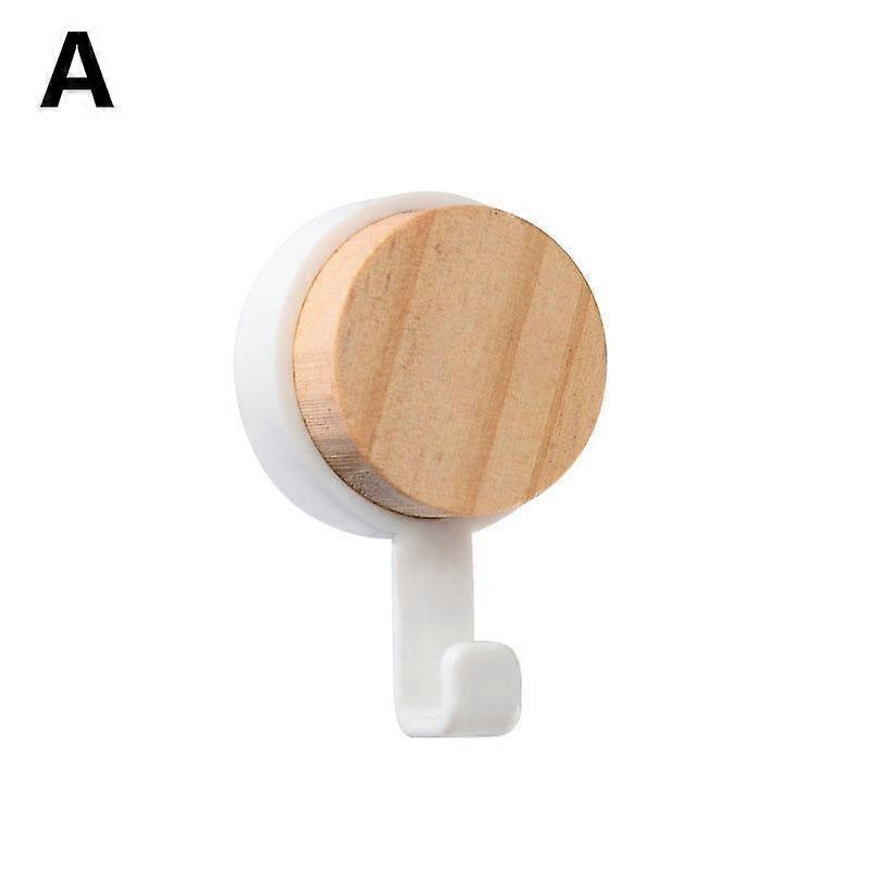 1PC Holder Hooks Wooden Hanger Wall-Mounted Self-adhesive Rack Multifunction Storage