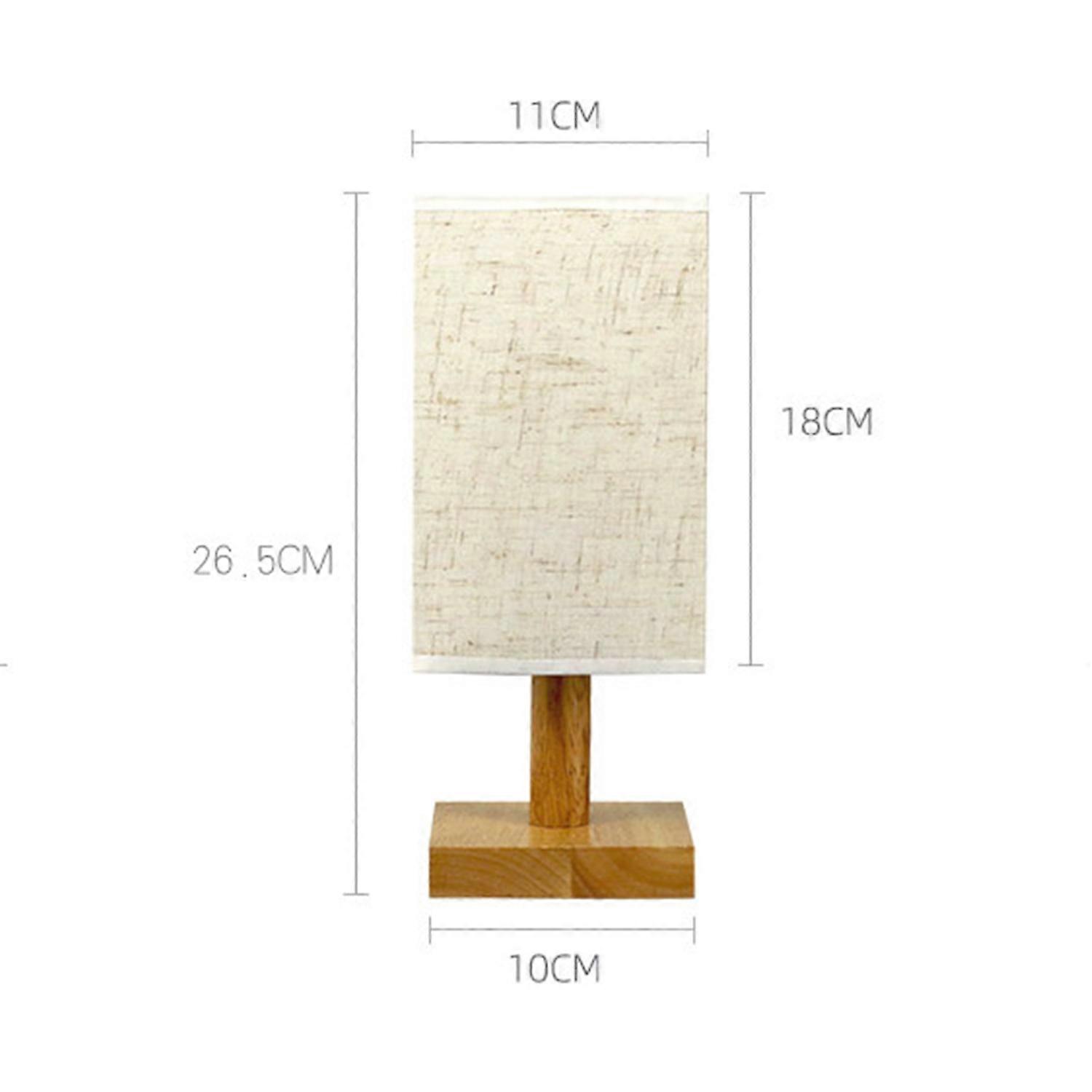 Retro Bedroom Table Lamp Natural Wood Bedside Lamp Decorative Night Light Square Fabric Lampshade US