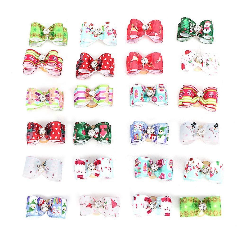 24Pcs Pet Grooming Bows for Cats and Small Medium Dogs, Two-Layer Cute Hair Bowknots in Assorted Colors