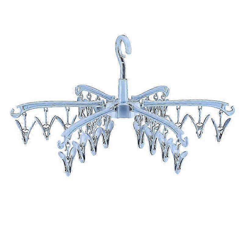 Foldable Drying Rack with 24 Clips Rotatable (Blue)