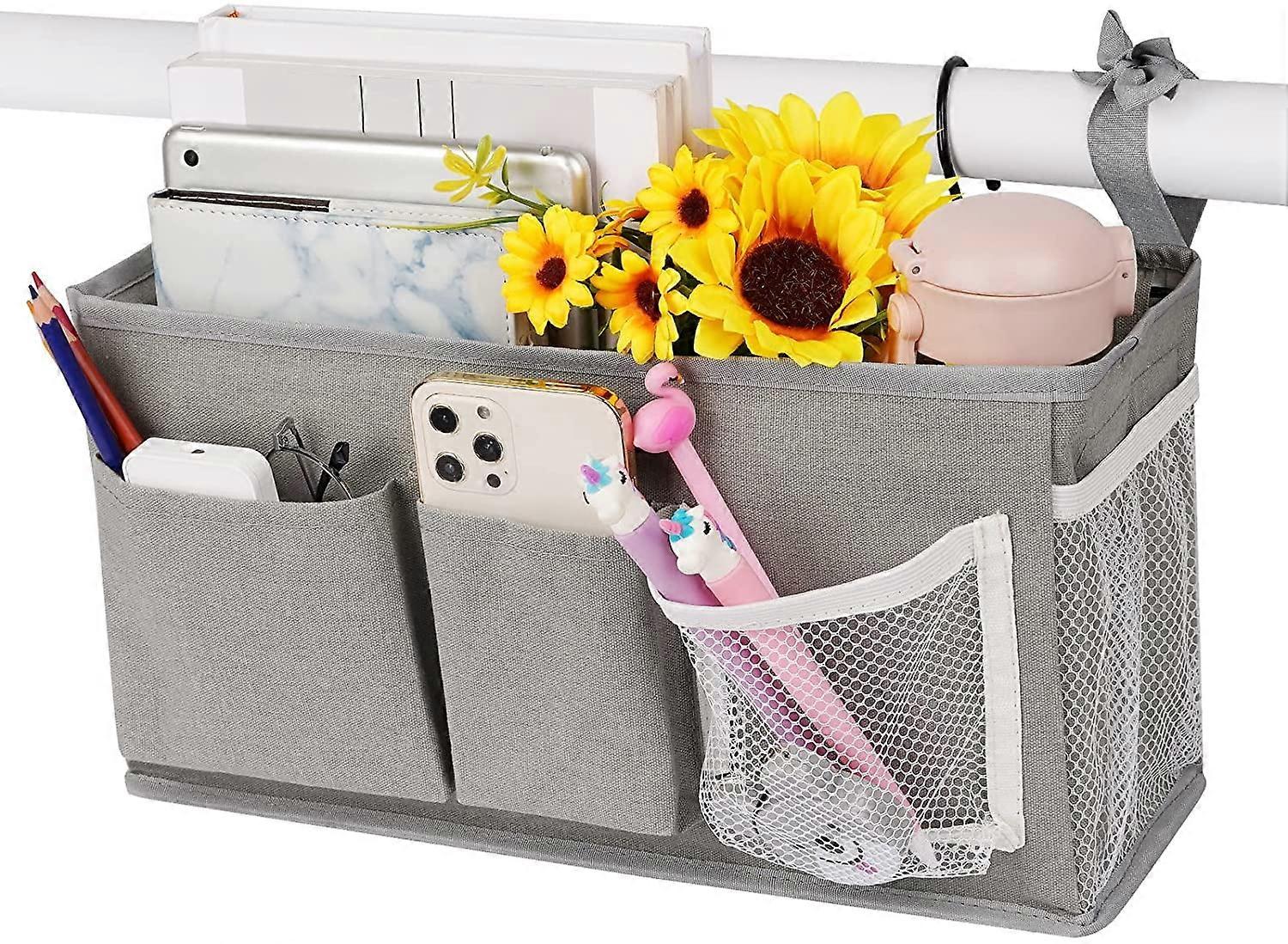 Bedside Caddy, Multi-scene Use Hanging Organizer with Adjustable Hooks, Quality Material for Space Saving and Clutter Free Storage