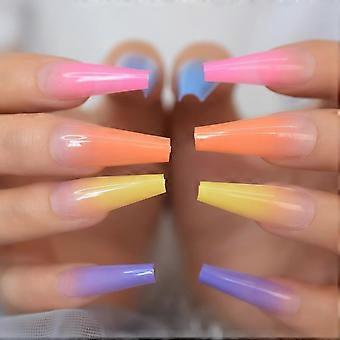 Wiederverwendbare natürliche dicke mittellange quadratische Nägel, rosa konische Drucknägel mit 12 Größen für Frauen, einfarbige Acrylnägel extra lang