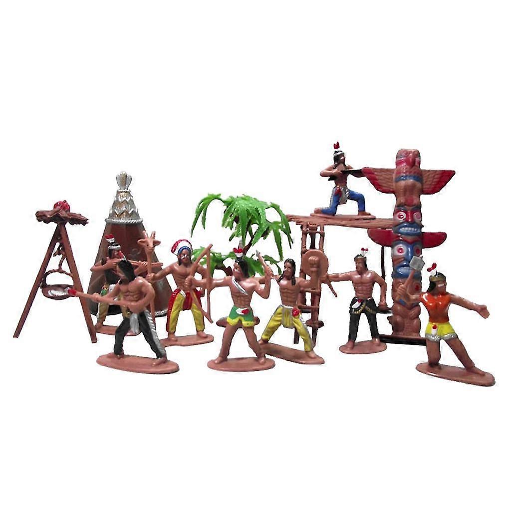 1 Set People Figures Wild West Indian Model Cowboy Kids Scene Props