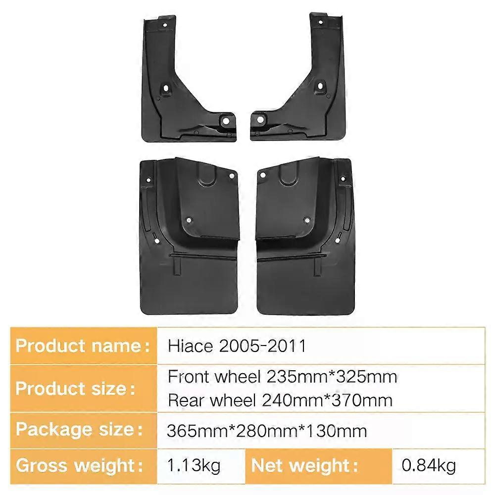 con 4 PCS Car Mudguards For Toyota Hiace 2005-2011 Cladding Splash Mud Flaps Mud guard Mudflap Accessories