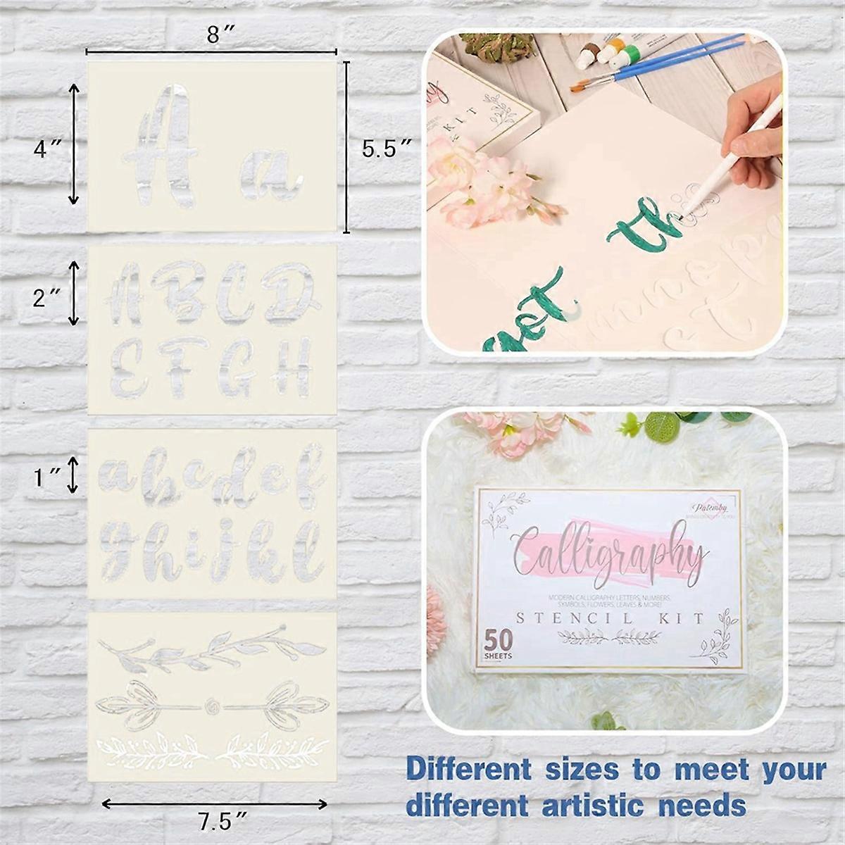 50PCS Calligraphy Stencil Alphabet - Reusable