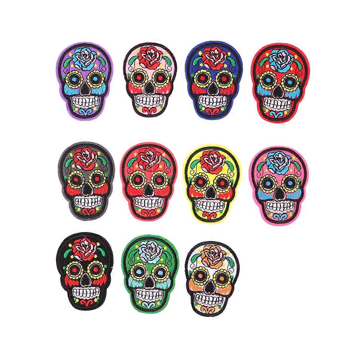 11pcs Skull Cloth Patch Creative Costume Patch Embroidery Patch Pattern Patch for Coat Bag Hat (Mixed Pattern)